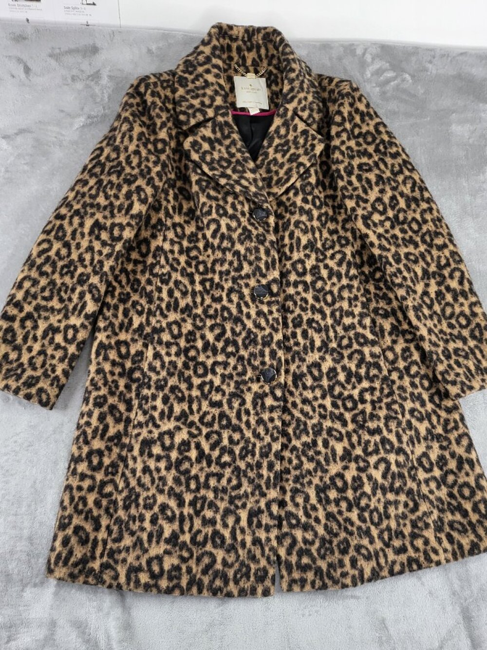 Kate Spade New York Leopard Wool Blend Coat L Leopard Print Statement Jacket - Picture 4 of 9